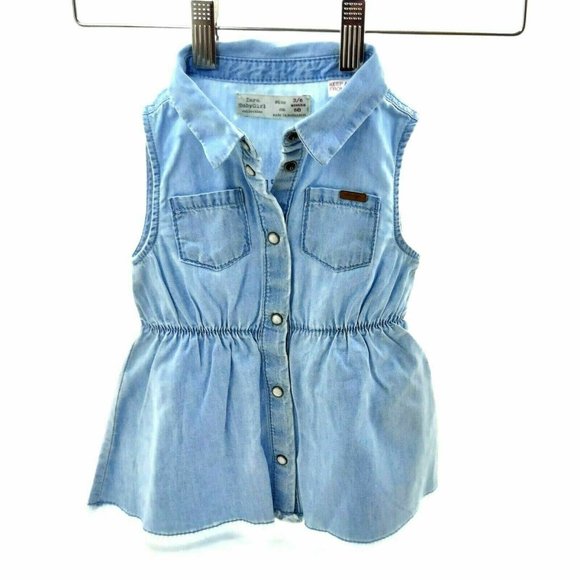 Zara Baby Girl Jeans Dress Sleeveless Jean 3-6 Months One Piece Summer Outfit - Picture 4 of 6